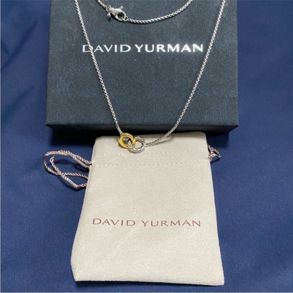 David Yurman Two-Tone Cable Knot Necklace in Silver and Gold - Picture 5 of 7